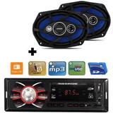 Kit Auto Falante 6x9 110w + Toca Radio Carro Mp3 Player Usb - Orion