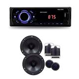 Kit Auto Falantes 2 Vias + Auto Radio Sd Usb Card - Sp acessórios