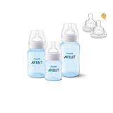 Kit Avent Classic+ 3 Mamadeiras Azul e Bico N4 - Philips avent