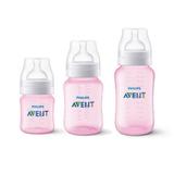 Kit Avent Classic+ 3 Mamadeiras Rosa 125, 260, 330ml - Philips avent