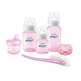 Kit Avent Classic+ 6 Peças Mamadeiras Rosa Dosador, Chupeta e Escova - Philips avent