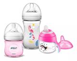 Kit Avent Pétala Mamadeira 125 Rosa e 260ml Flamingo + Copo Pinguim Rosa - Philips avent