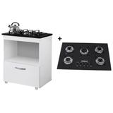 Kit Balcão Cooktop 1 Porta BR C/Fogão Cooktop 5 Bocas - Kaiki móveis