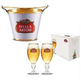 Kit Balde De Gelo + 2 Taça Copo Stella Artois Litografada 250 Ml - Ambev