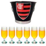 Kit balde de gelo flamengo 6l + 6 tacas floripa 300ml - Predileta