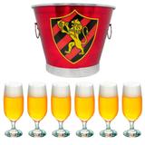 Kit balde de gelo time sport club 6l + 6 taças floripa 300ml - Predileta