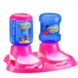 Kit Bandeja com Bebedouro + Comedouro Automatico para Pet 2 L Rosa Truqys