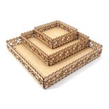 Kit Bandejas Em Arabescos Quadrada MDF Cru 3mm - Madeira e design