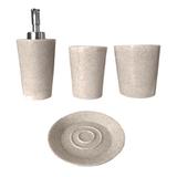 Kit Banheiro 4 Peças Porta Sabonete Resina Luxo Ref 2086