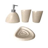 Kit Banheiro 4 Peças Porta Sabonete Resina Luxo Ref 2087 - Horizonte