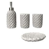 Kit Banheiro 4 Peças Porta Sabonete Resina Luxo Ref 2089