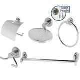 Kit Banheiro 5 Acessórios Inox Dupla Fixação Linha Extra Luxo - Kit bras