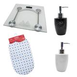 Kit Banheiro com 2 Porta Sabonete Balança e Tapete Albema