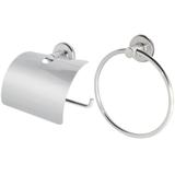 kit banheiro com papeleira inox e porta toalha de rosto - Kit bras