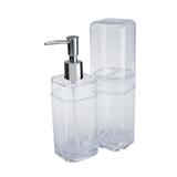 Kit Banheiro com Tampa Splash Cristal 2 peças - Coza - Brinox