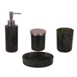 Kit banheiro de vidro verde 4 pcs gg 13 x 9 x 3cm g 7 x 7 - Btc decor