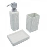 Kit banheiro emborrachado branco - 3 pcs - Btc decor