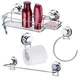 Kit Banheiro Especial 4 Peças Fixação Com Ventosa Aço Cromado - Future