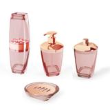 Kit Banheiro P Escova Algodão Saboneteira Dispenser Rose 4 - Uz