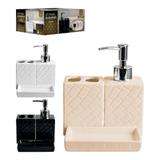 Kit Banheiro Porcelana Quadrado 3pcs Luxo Branco - Z.import