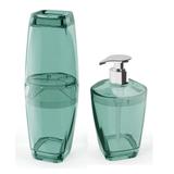 Kit Banheiro Porta Escova Porta Sabonete Liquido Verde 2 pçs - Uz