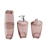 Kit Banheiro Porta Escova Sabonete Liquido e Algodão Rosa - Uz