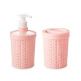 Kit Banheiro Porta Sabonete Liquido Alcool e Algodão Rosa - Plasutil