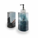 Kit Banheiro Saboneteira + Porta Escovas Porcelana Battlefield 1 BF1 one 400ml (BD01) - Bd net collections