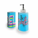 Kit Banheiro Saboneteira + Porta Escovas Porcelana Be Confident RELAX 400ml (BD01) - Bd net collections