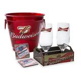 Kit bar budweiser balde + 2 taças + 2 porta copos + caixote - Camarim móveis
