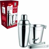 Kit Bar Inox Balde de Gelo Pegador e Coqueteleira - Clink