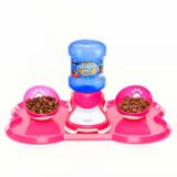 Kit Bebedouro Automatico + 2 Comedouros para Pet Rosa Truqys