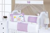 Kit Berço Americano 09 Peças Micro Ursinhos Lilás - I9 baby
