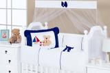 Kit Berço Americano 09 Peças Micro Urso Marinheiro Marinho - I9 baby