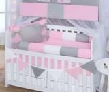 Kit Berço Americano 10 peças Sonho Rolinho Amarilis Rosa - I9 baby