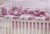Kit Berço Americano 8 peças Trança Floral Lilás - I9 baby
