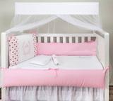 Kit Berço Americano 9 peças Capricho Coroinha Rosa - I9 baby