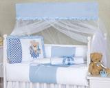 Kit Berço Americano 9 peças Urso Jóia Serelepe Azul - I9 baby
