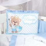 Kit Berço Americano Azul Menino Príncipe Urso 9 Peças Azul Bebê - Nicoli ferri