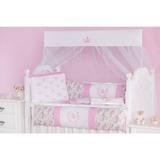 Kit Berço Americano Coroa 9 Peças Bordado Menina Rosa - Doce lar enxovais