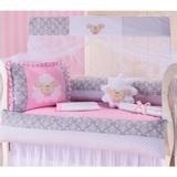Kit Berço Americano Menina Ovelhinha Rosa e Cinza 09 Peças - Sônia enxovais