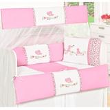 Kit Berço Americano Menina Passarinhos Rosa 10 Peças - Sônia enxovais