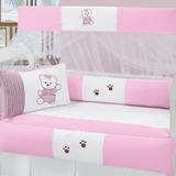 Kit Berço Americano Menina Ursinha Rosa 08 Peças - Sônia enxovais