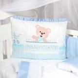 Kit Berço Americano Menino Azul Urso no Berço 9 Peças - Nicoli ferri
