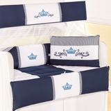 Kit Berço Americano Menino Coroa Azul Marinho 08 Peças - Sônia enxovais