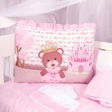 Kit Berço Americano Nacional Rosa Menina Ursinha Realeza Castelo 9 Peças - Nicoli ferri