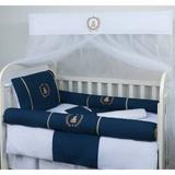 Kit Berço Americano Rolinho Urso Principe 9 Pç Bordado Azul - Doce lar enxovais