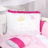 Kit Berço Nuvem Menina Rosa Estampado 9 Peças Padrão Americano / Nacional - Nicoli ferri