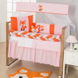 Kit Berço Raposa Trança Laranja/Rosa - 10 peças - Gaby enxovais