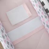 Kit Berço Rolinhos 100 Algodão Nuvem Rosa e Cinza - 9 peças - I9 baby